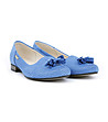 Сини кожени дамски обувки с перфорации-3 снимка
