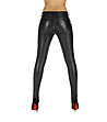Дамски черен панталон имитация на кожа Leila 200 DEN-2 снимка