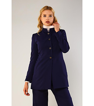 Стилно дамско палто в тъмносин цвят снимка