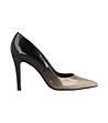 Дамски лачени обувки в черно и златисто Belle-0 снимка