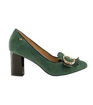 Дамски кожени обувки в зелено Varina снимка