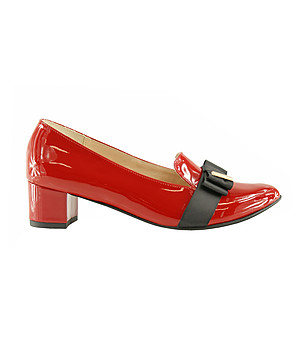 Червени дамски лачени обувки от естествена кожа Tima снимка