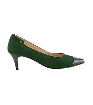 Дамски тъмнозелени кожени обувки Lemona снимка