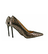 Дамски кожени обувки в черно и златисто с ток стилето Bibiana-1 снимка