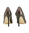 Дамски кожени обувки в черно и златисто с ток стилето Bibiana-2 снимка