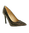 Дамски кожени обувки в черно и златисто с ток стилето Bibiana-4 снимка