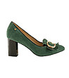 Дамски велурени обувки в зелено Varina-0 снимка