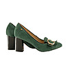 Дамски велурени обувки в зелено Varina-1 снимка