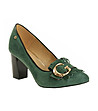 Дамски велурени обувки в зелено Varina-4 снимка
