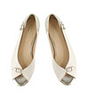 Дамски кожени обувки в бяло и сребристо Sarah-1 снимка