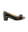 Дамски лачени обувки от естествена кожа в черно и сребристо Timqa-0 снимка