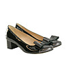 Дамски лачени обувки от естествена кожа в черно и сребристо Timqa-2 снимка