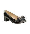 Дамски лачени обувки от естествена кожа в черно и сребристо Timqa-4 снимка