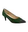 Дамски тъмнозелени кожени обувки Lemona-4 снимка