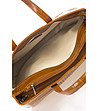 Дамска чанта в цвят коняк с релеф Fresia-3 снимка