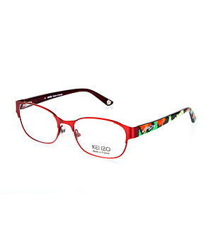 Червени дамски рамки за очила с принт при дръжките снимка