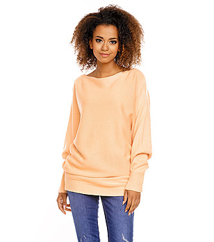 Дамски пуловер в цвят праскова Minelli снимка
