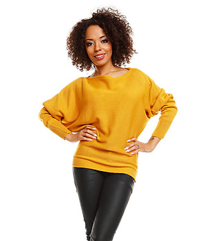 Дамски пуловер в цвят горчица Minelli снимка
