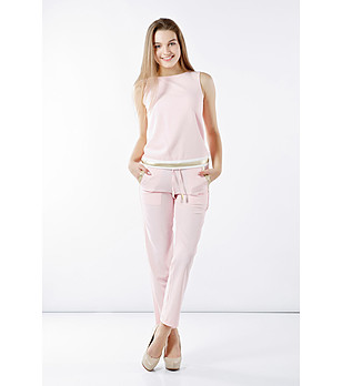 Дамски комплект от топ и панталон в розово Renes снимка