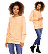 Дамски пуловер в цвят праскова Minelli-3 снимка