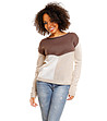Дамски пуловер в кафяво, бежово и бяло Kanira-0 снимка