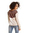 Дамски пуловер в кафяво, бежово и бяло Kanira-1 снимка