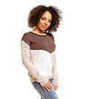 Дамски пуловер в кафяво, бежово и бяло Kanira-2 снимка