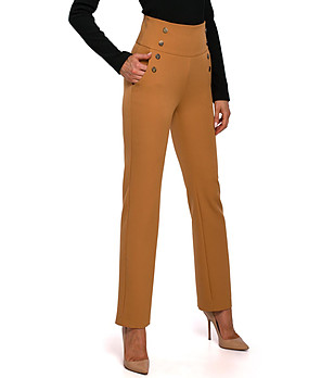 Стилен дамски панталон в цвят охра снимка