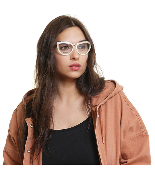 Дамски рамки за очила котешко око в цвят крем снимка