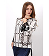 Дамска блуза с принт в сиво-2 снимка