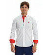 Мъжка памучна бяла риза с елементи в червено Anthemm-0 снимка