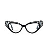 Черни дамски рамки за очила котешко око с камъчета-2 снимка
