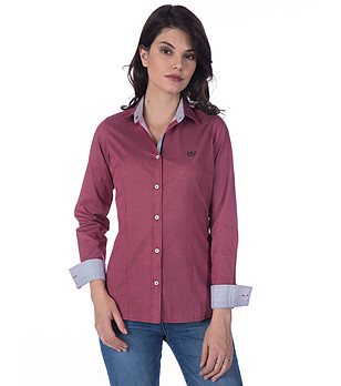 Дамска памучна риза в цвят бордо Jina снимка