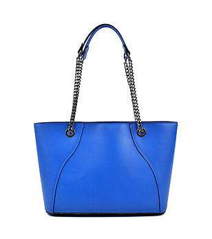 Дамска кожена чанта в синьо Belinda снимка