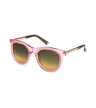 Розови дамски слънчеви очила със златисти камъчета снимка
