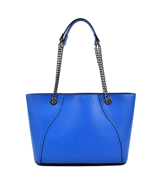 Дамска кожена чанта в синьо Belinda снимка