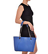 Дамска кожена чанта в синьо Belinda-4 снимка