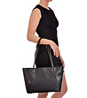 Дамска кожена чанта в черно Belinda-4 снимка