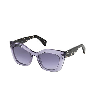 Дамски слънчеви очила с лилави прозрачни рамки снимка