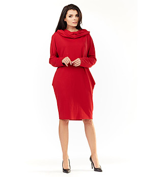 Червена рокля с памук Irene снимка