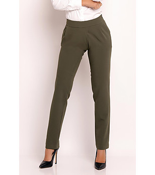 Елегантен дамски панталон в цвят маслина снимка