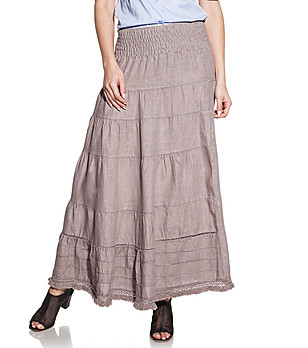 Дълга ленена пола в цвят мока Cindy снимка
