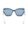 Дамски слънчеви очила котешко око в сребристо и синьо-3 снимка