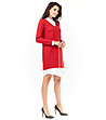 Червена памучна рокля с контрастни елементи Tina-2 снимка