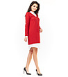 Червена памучна рокля с контрастни елементи Tina-3 снимка