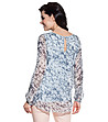 Дамска светлосиня копринена блуза с принт в тъмносиньо Celeste-1 снимка