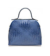 Дамска кожена чанта с релеф в синьо Eliza-0 снимка