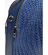 Дамска кожена чанта с релеф в синьо Eliza-2 снимка