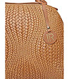 Дамска кожена чанта с релеф в цвят коняк Eliza-3 снимка