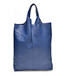Голяма дамска кожена чанта в синьо Delmira-0 снимка